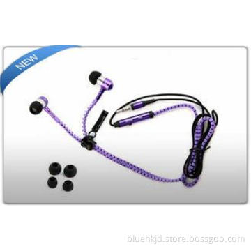 3.5mm metal in ear zipper earphone with MIC